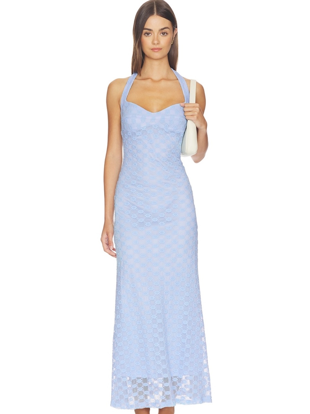 Bardot Mariko Light Blue Lace Halter Maxi Dress
